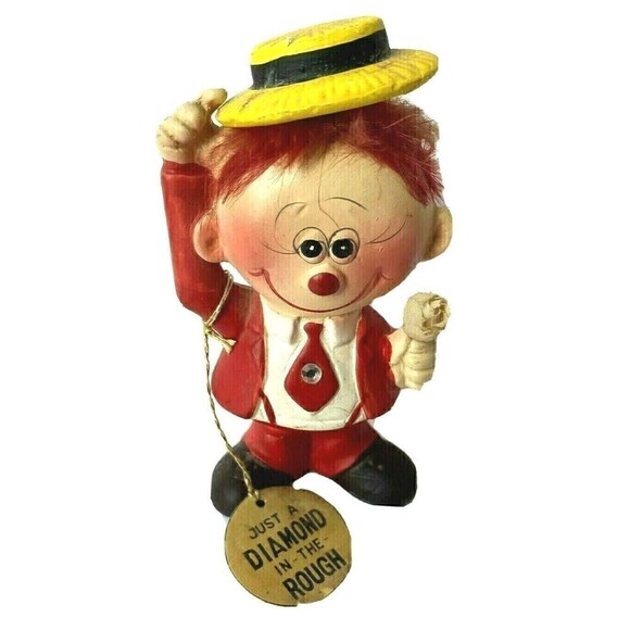 Enesco Happy Clown Figurine Happy Friendly Smiling 1967 Just Diamond in Rough - Picture 1 of 11